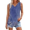 thumbnail image 2 of Bovemsi Women's Short Sleeved T Shirt Print Vest 2025 Loose Casual V Neck Shirt Flowing Sleeveless Summer Top, Blue Women's Summer Tank Tops, S, 2 of 5