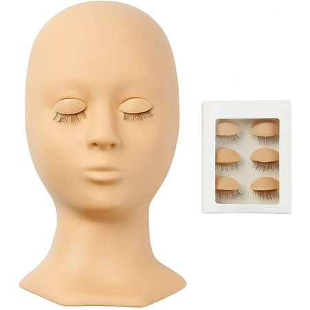 Silicone Mannequin Head with 3 Pairs Replaced Eyelids for Eyelash ...