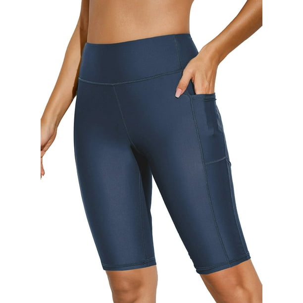 Chase Secret Women's High Waisted Swim Bottoms Long Board Shorts Knee Length Pants UPF 50+ Beach