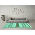 thumbnail image 3 of Ahgly Company Machine Washable Indoor Square Abstract Turquoise Blue Modern Area Rugs, 3' Square, 3 of 4
