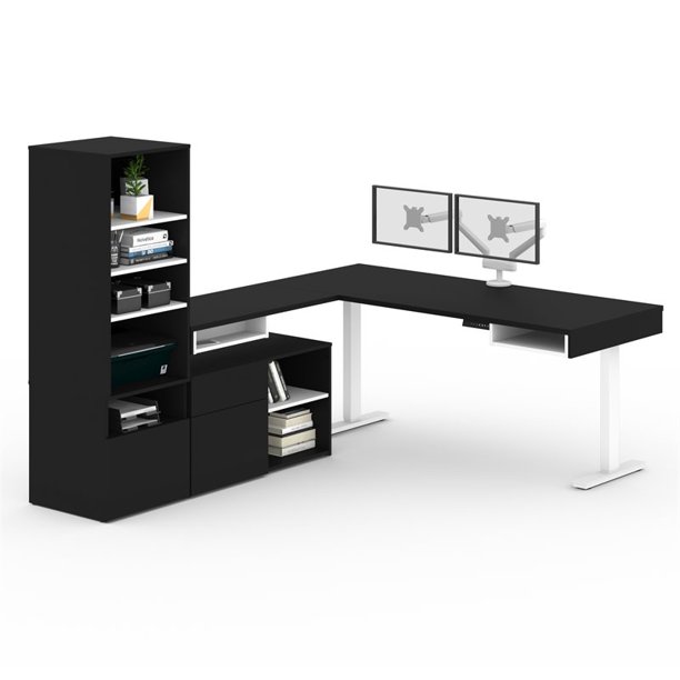 Bestar Viva 72" LShaped Standing Desk with Storage in Black Walmart