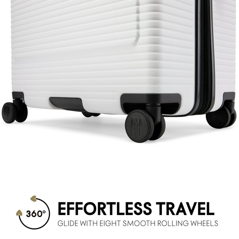 ELLE Passage 3 Piece Expandable Retro Spinner Luggage Set | White