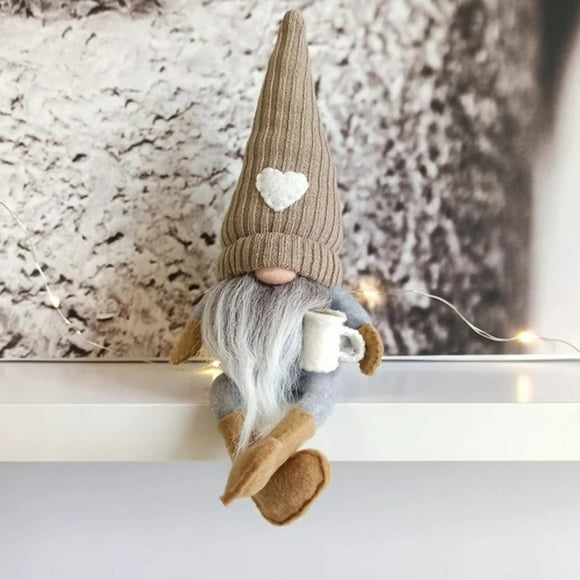 SIfdSeng Kids Toy Coffee Plush Coffee Bar Decoration Gift Coffee Station Plaid Swedish Figurine Dangle Leg Shelf Sitters Farmhouse Home Decor Newborn Toys for Boys Toys for Toddler Girls