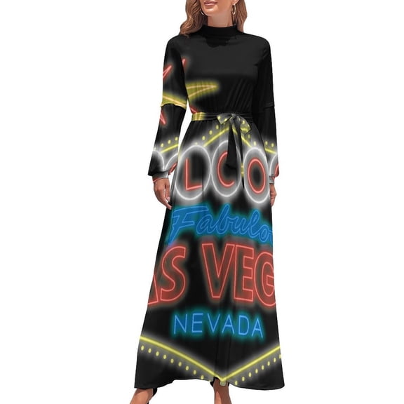 Welcome to Las Vegas sign digital drawing night Long Dress luxury dress Women's evening dress