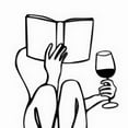 thumbnail image 4 of Silueta Femenina Moderna Arte Pared Mujer Leyendo Libro Bebiendo Vino, 4 of 9