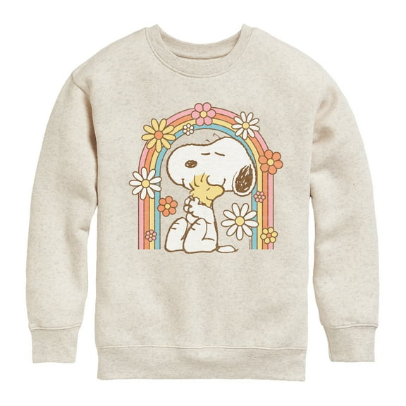Peanuts - Retro Flower Rainbow - Toddler And Youth Crewneck Fleece Sweatshirt