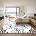 thumbnail image 3 of ODIKA 2'x3' Machine Washable Non-Slip Area Rug, Classic Lattice with Elegant Scroll Motifs and Layered Borders High Traffic Rug with Pad, Gray, 918998, 3 of 8