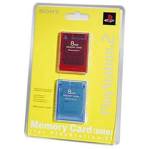 Pre-Owned Sony OEM Memory Card 8MB 2 Pack Red / Blue For PlayStation 2 PS2