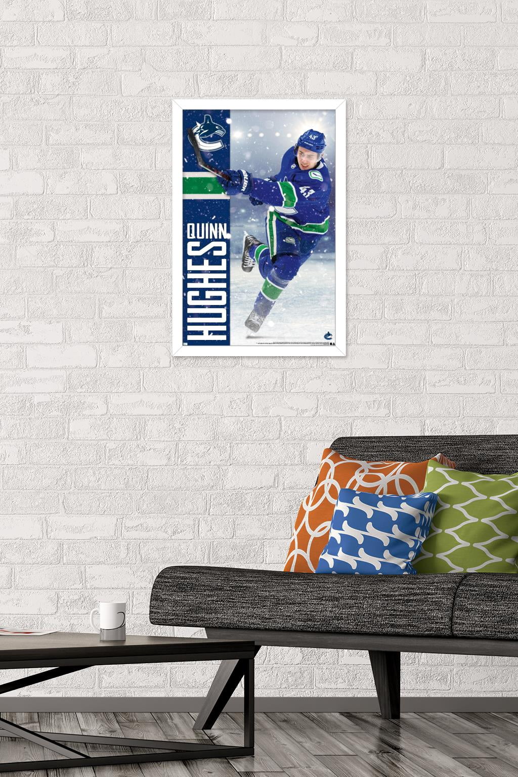 NHL Vancouver Canucks - Quinn Hughes 20 Wall Poster, 14.725" x 22.375", Framed