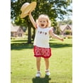 thumbnail image 3 of BemeyourBBs Toddler Baby Girls Summer Clothes 2 Piece Outfits Strawberry Embroidery Flying Sleeve T Shirt Tops and Plaid Shorts Set, 3 of 9