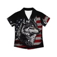 thumbnail image 5 of Binienty American Flag Wolf Hawaiian Shirt Boys Breathable Boys Button Up Tropical Shirt Thin Casual Cuban Collar Top Comfortable Youth Hawaii Outfits, 5 of 7
