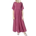 thumbnail image 2 of AMERTEER Robe Décontractée pour Femmes Courte Décontractée à Col Rond à Manches à Pois Robe Grande Taille Femmes Robe Peinte pour Femmes Vêtements pour Femmes 2TG Vert, 2 of 4