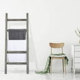 thumbnail image 3 of MyGift Rustic Wood Ladder Shelf, Blanket Storage Rack, Gray, 3 of 4