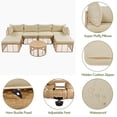 thumbnail image 6 of 7 Pieces Patio Furniture Set, All-Weather Rattan Sectional Sofa Set with Pillows, Outdoor Conversation Sets for Garden, Backyard, Balcony, Brown, 6 of 10