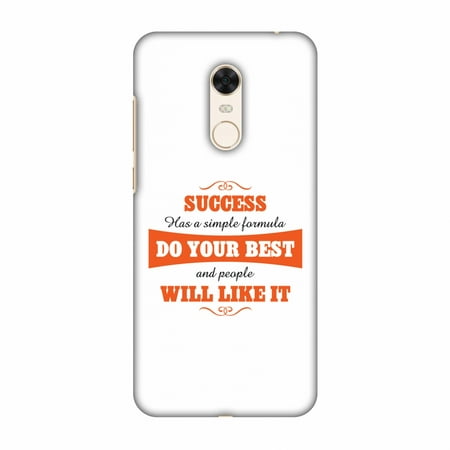 Xiaomi Redmi Note 5 Case - Success Do Your Best, Hard Plastic Back Cover, Slim Profile Cute Printed Designer Snap on Case with Screen Cleaning
