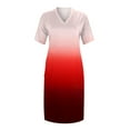 thumbnail image 3 of ELFINDEA Dresses for Women 2024 Plus Size Dresses V Neck Short Sleeve Knee Pocket Casual Red 1X, 3 of 3