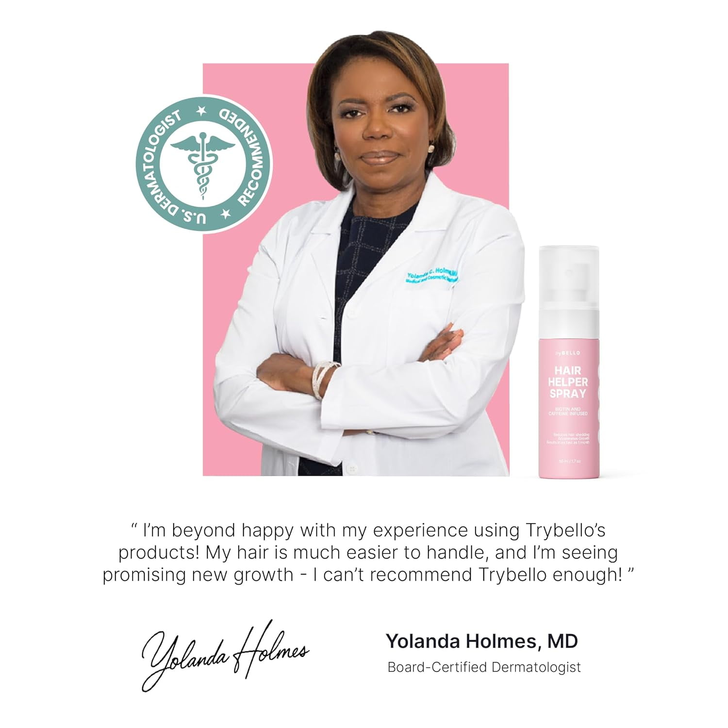Trybello Hair Helper Spray | DHT Blocker Hair Growth Serum with Biotin, Castor Oil & Caffeine | Topical for Thicker, Fuller Strands | Anti Thinning, Vegan, Cruelty-Free Formula