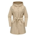 thumbnail image 3 of Women Hooded Classic Tie Belt Drawstring Outdoor Activity Waterproof Rain Coat Windbreaker Apricot L, 3 of 9