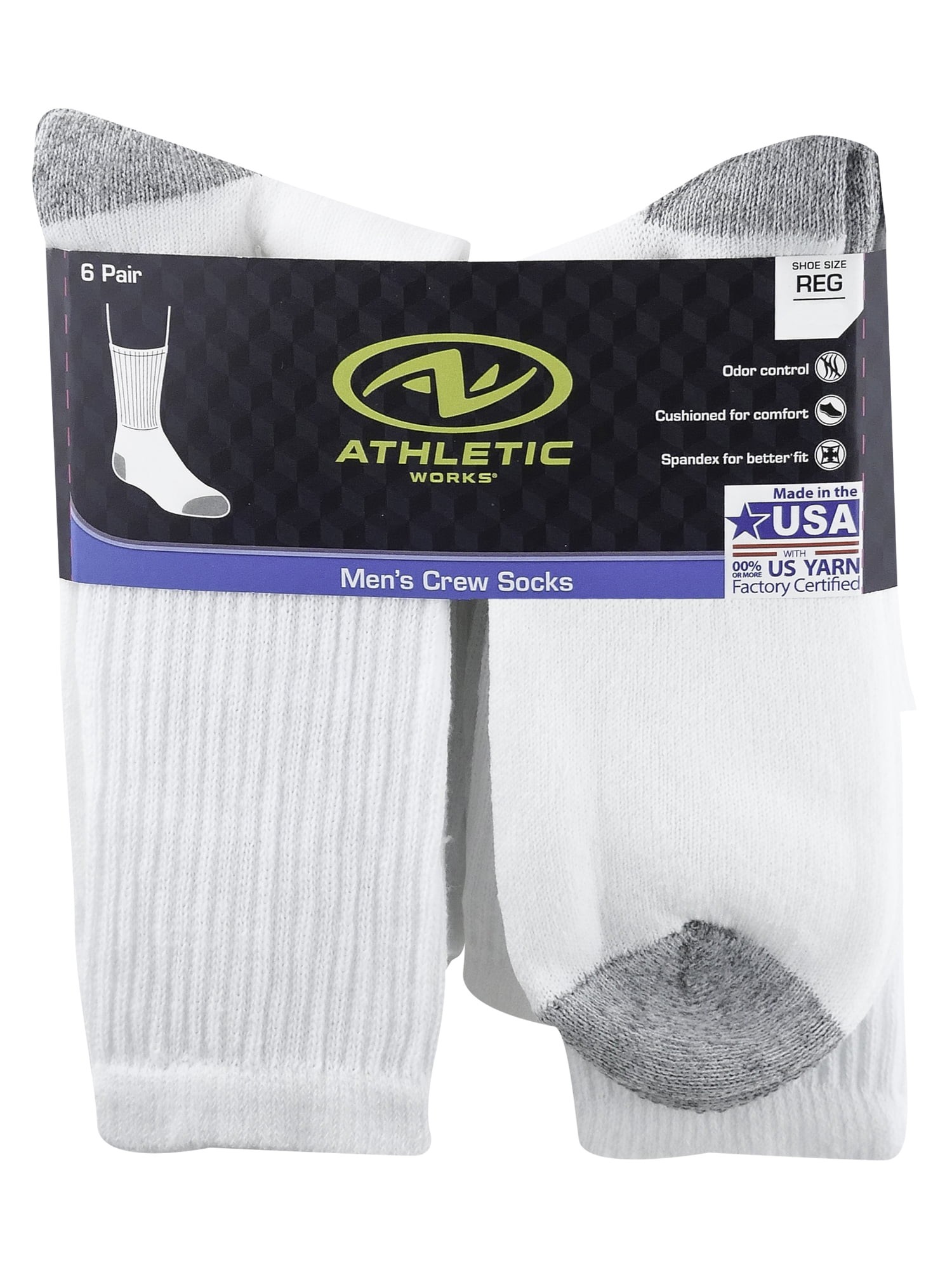 Men's Odor Resistant Crew Socks 6 Pack