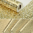 thumbnail image 3 of Q QIHANG 1.73' W x 32.8'L Small Gold Foil Lattice Mosaic Reflective Modern Style KTV Bar Wall Paper PVC Non-Pasted Wallpaper (Light Gold), 3 of 14