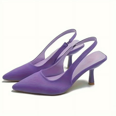 

Lightweight & Chic Solid Color Stiletto Heels - Elegant Pointed Toe Slingback