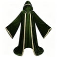 thumbnail image 2 of LEKWK Halloween Cloak Unisex Velvet Wizard Hooded Robe Gold Trim Medieval Cape Renaissance Cosplay Costume for Stage Performance Theme Party, 2 of 6