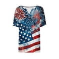 thumbnail image 5 of Feancey American Flag Shirt Tops Womens 4th of July Firework Printed Henley Shirts Summer Short Sleeve Button V Neck Blouses 2024 Independece Day Casual T-Shirts,Blue,3XL, 5 of 5