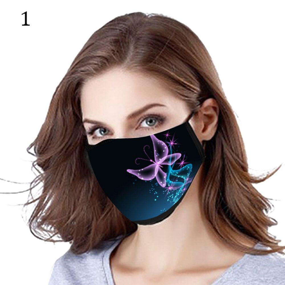 High Quality Free Size Black Mouth 5 Styles Butterfly Printed