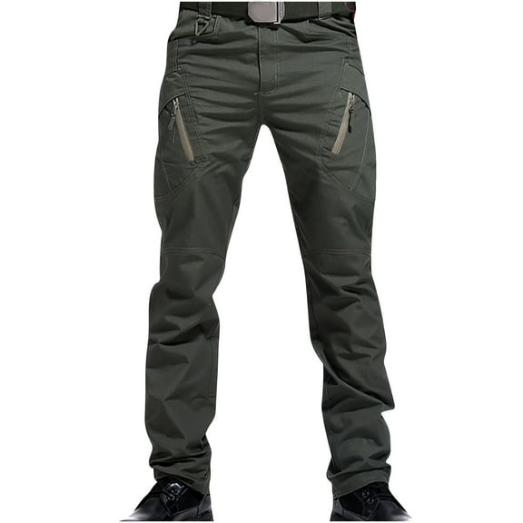 USNSM (4XL-6XL)Big and Tall Men's Multiple Pocket Cargo Pants Water Resistant Stretch Relaxed Fit Lightweight Hiking Casual Pants Green XXXXL