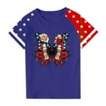 thumbnail image 4 of Amidoa Girls Short Sleeve Graphic Crewneck Cute Summer Casual Top Blue,130, 4 of 4