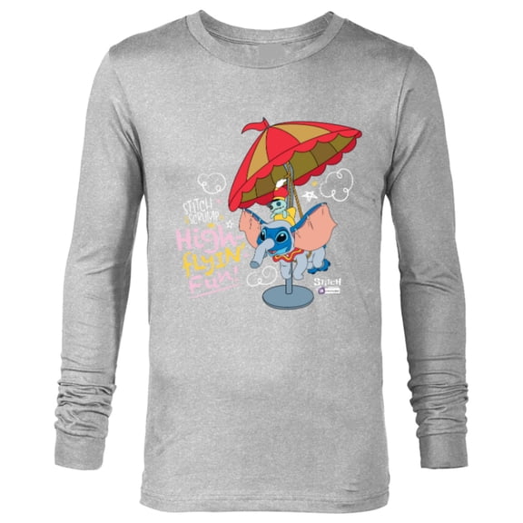 Disney 100 Stitch in Costume Dumbo High-Flyin' Fun & Scrump - Long Sleeve T-Shirt for Men - Customized-Athletic Heather