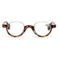 thumbnail image 3 of Brown Floral Reversal Half Rimless Reading Glasses 3.5, Fashion Round Presbyopia Glasses for Men and Women, HD Half Moon Spring Hinge Readers +3.50, 3 of 5