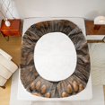 thumbnail image 4 of Manfei Stone Carved Paw Fitted Sheet Queen, Rustic Animal Footprint Bedding, Dark Brown, 3pcs, 1 Fitted Sheet and 2 Pillowcases, 4 of 6