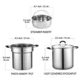 thumbnail image 5 of Cook N Home 4-Piece Stainless Steel Pasta Cooker Steamer Multipots, 12 Quart, Silver, 5 of 7