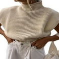 thumbnail image 1 of Haut de Chandail pour Femmes avec Épaulettes, Sans Manches, Col Roulé, Chandail Sans Manches, Gilet, Épaules Larges, Tricoté, Haut, 1 of 7