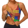 thumbnail image 3 of Gukieu Colorful Building Blocks A Print Women's Sports Vest, Low-neck U-shaped Removable Pad Sports Bra for Yoga, Exercise, Dance-Medium, 3 of 8
