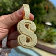thumbnail image 2 of Forever Jewels 2Ct Round Cut Moissanite Mens 'S' Letter Pendant 14K Yellow Gold Plated, 2 of 5