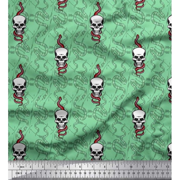 Soimoi Cotton Duck Fabric Snake,Arrow & Skull Print Fabric by Yard 42 Inch Wide