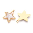 thumbnail image 2 of 10pcs 304 Stainless Steel Pave Natural Shell Pendants Starfish Charms Real 18K Gold Plated Ion Plating(IP) 25.5x25x3mm Hole: 2.5mm, 2 of 3