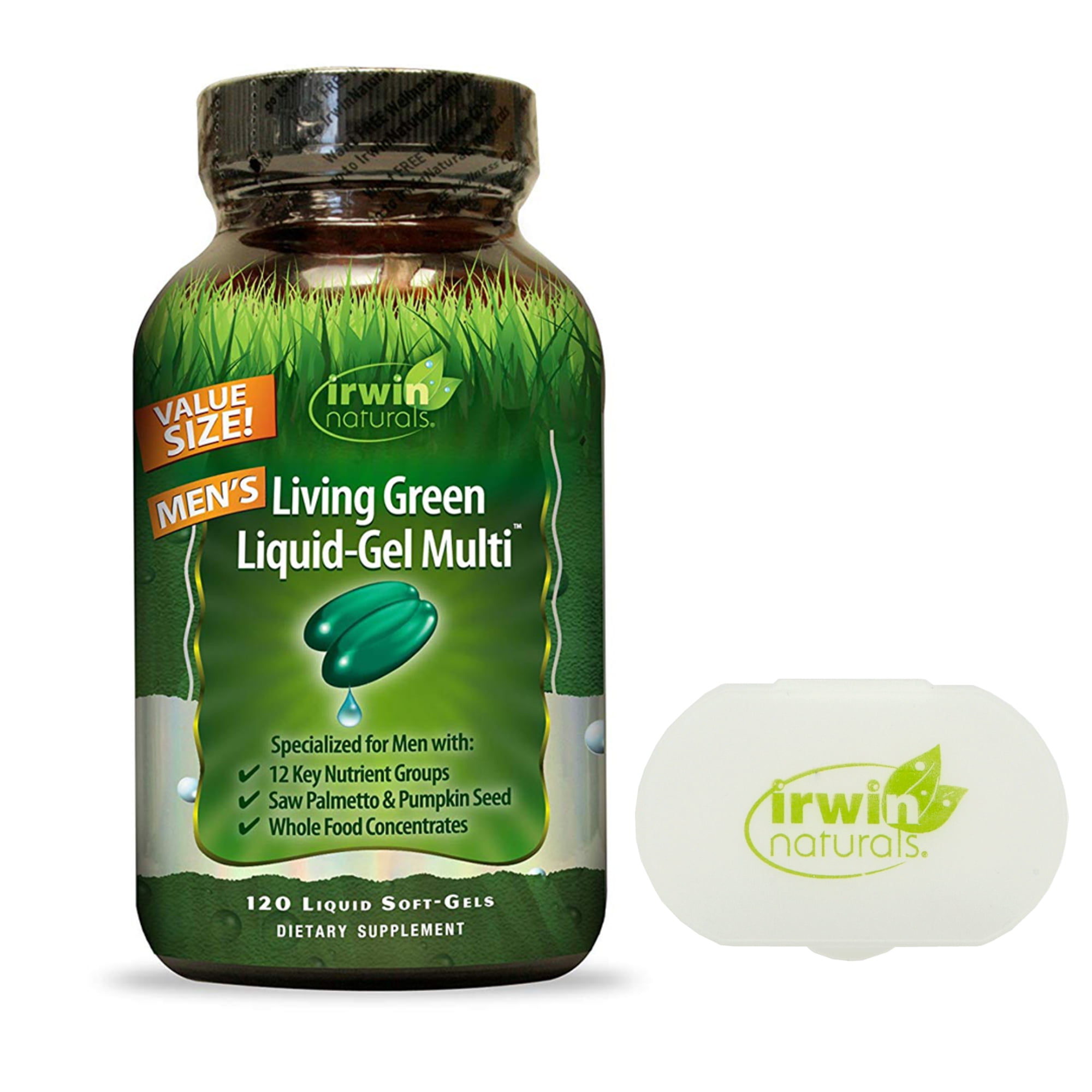 Irwin Naturals Men's Multivitamin + Whole Foods & Nutrients - 120 ct + Pill Case