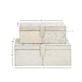 thumbnail image 4 of DecMode Handmade Cowhide Storage Silver Leather Decorative Box with Stitching Detail, 2 Count, 4 of 14