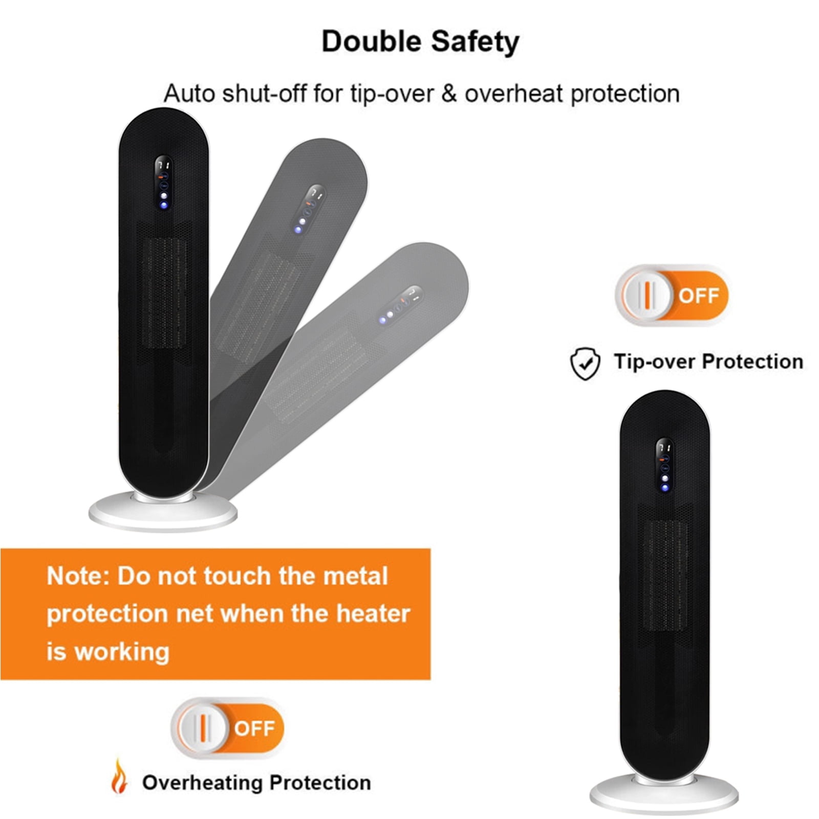 Vebreda Space Heaters for Inside, Portable Electric Heater for Home with Thermostat, 1-12H Timer, Safety Protection, White