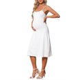 thumbnail image 4 of INSPIRE CHIC Womens Maternity 2-Piece Dress Mesh Ruched Side Bodycon Wedding Guest Cocktail Party Pregnancy Dresses M White Floral, 4 of 5