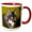 Red/White, variant on 3drose, Digital Oil Painting of a Timber Wolf . Head Portrait, 11oz Magic Transforming Mug