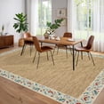 thumbnail image 3 of FairOnly 9'x12'Modern Solid Color Area Rug with Decorative Flower Frame Machine Washable Low Pile Stain Resistant Rug for Living Room Bedroom Dining Area,Beige, 3 of 6