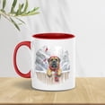 thumbnail image 3 of Playful Bullmastiff Welcomes Winter Snowy Day with Cardinal Bird 11oz Accent Two-tone Mug Dog Lover Coffee Tea Cup - 2017, 3 of 5