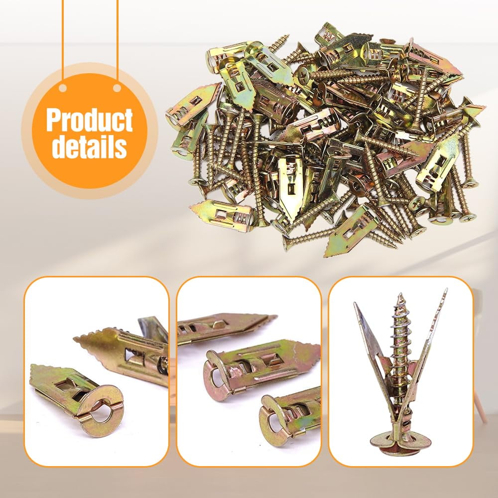 Expansion Screw, 2025 Upgraded Self-Drilling Anchors Screws, Self Drilling Drywall Anchors with Screws, Drywall Anchors and Screw Kit, Easy Application No Drill or Holes in Wall.