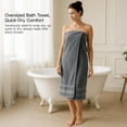 thumbnail image 3 of 2-Piece 800GSM Oversized Cotton Bath Towels, 35x70in, Quick Dry, Ultra Soft, Super Absorbent, Grey, 3 of 6
