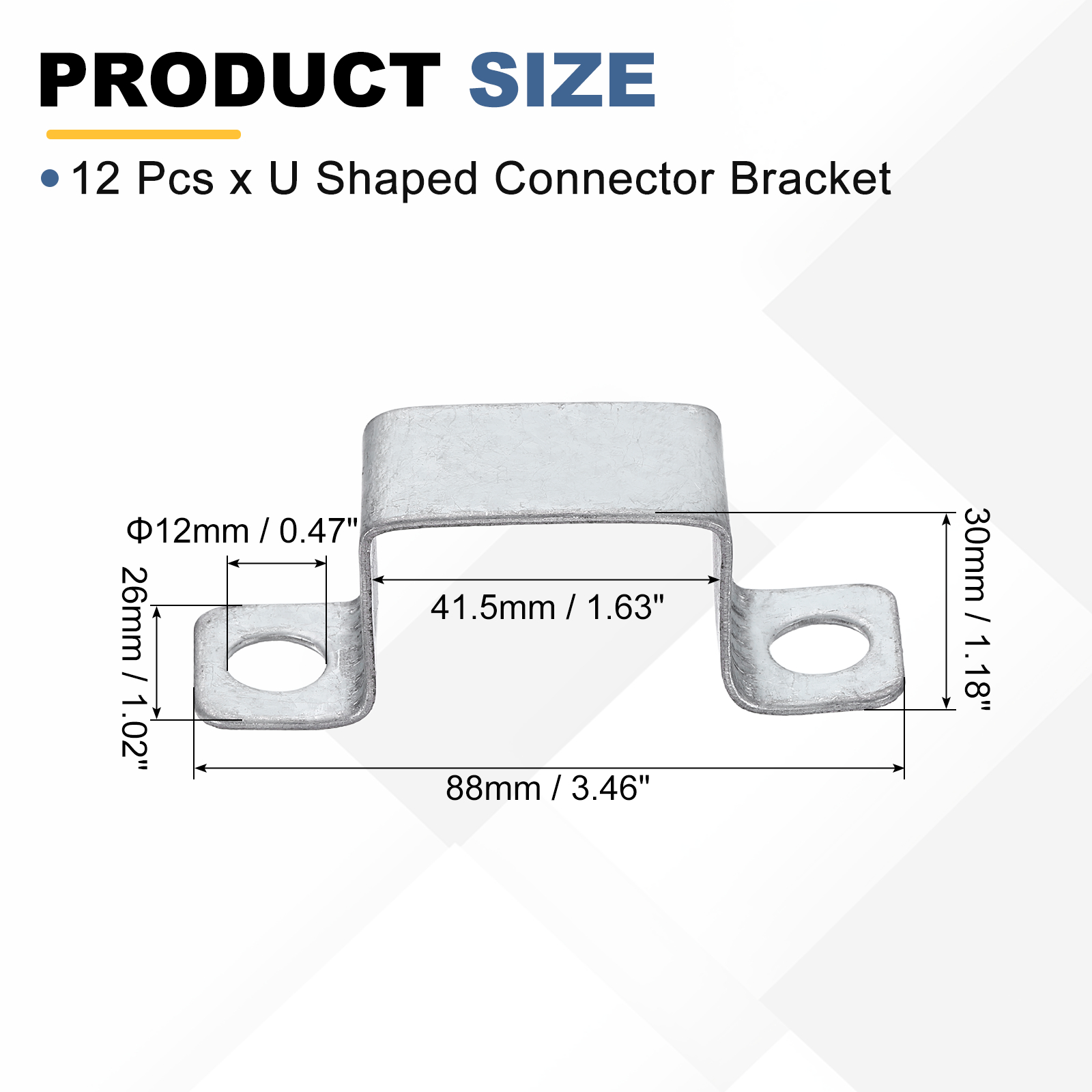 Uxcell 12 Pack 42x30 mm U Shaped Connector Bracket, Square Tube Strap Clamp Galvanized Steel Pipe Clamp Wood Deck Fence Post Tie for Water Pipes Stairs Railing Installation, Silver