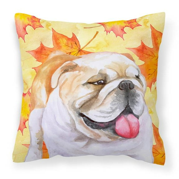 English Bulldog Fall Fabric Decorative Pillow